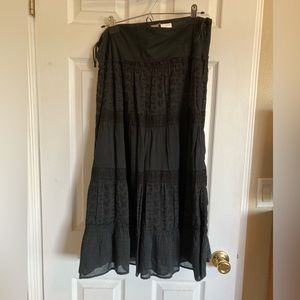 Forbidden Boho skirt, black eyelet lace cotton size Large